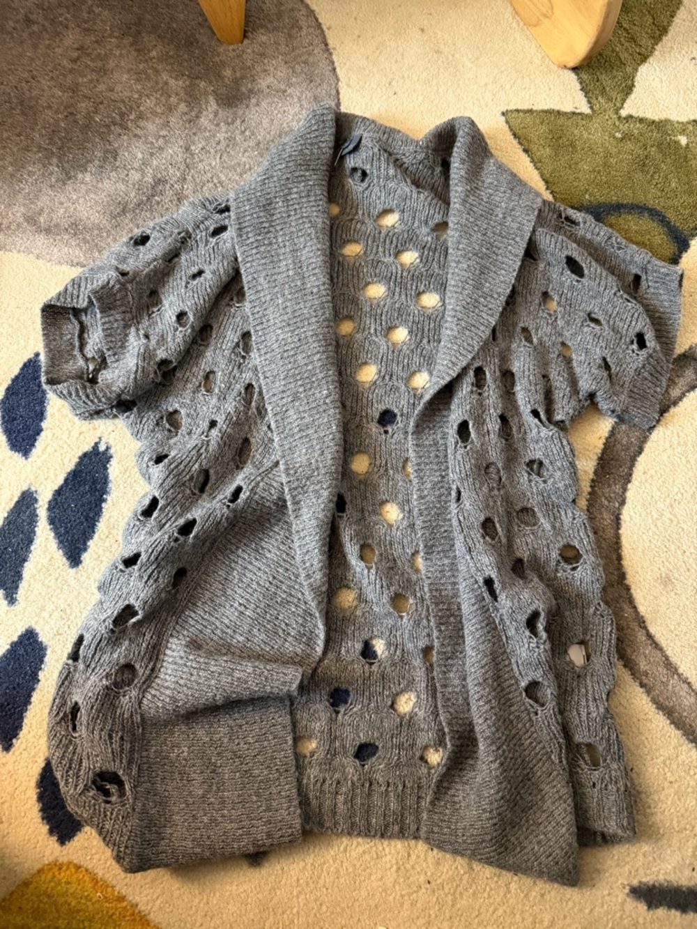 Urban Outfitters • Sparkle and Fade | Gray Open-Knit Short Sleeve Cardigan